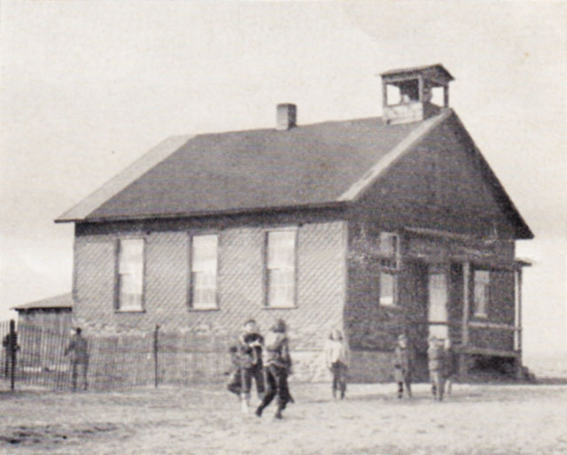 Gaston School building in black and white photograph