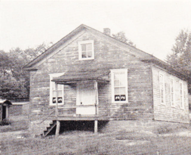 Locust School building in black and white photograph