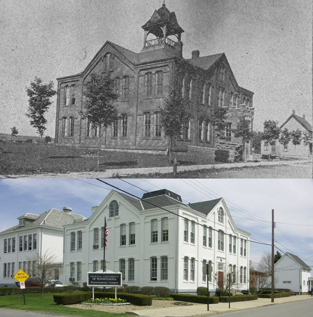 West End School from 1909 and more recent photographs showing changes over time